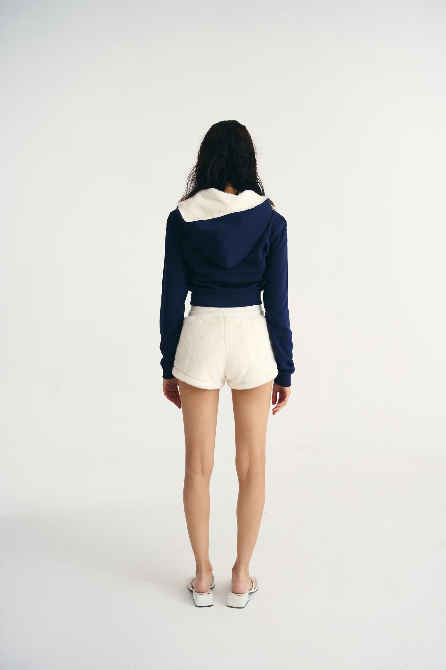 WHITE FUR SHORTS