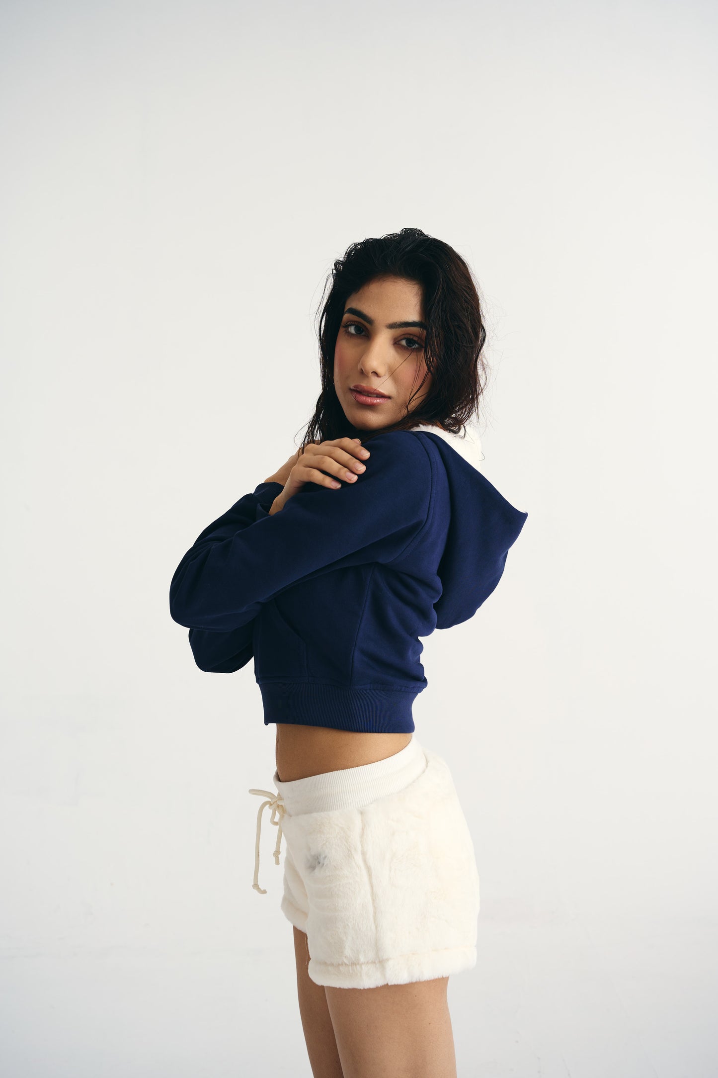 WHITE FUR SHORTS