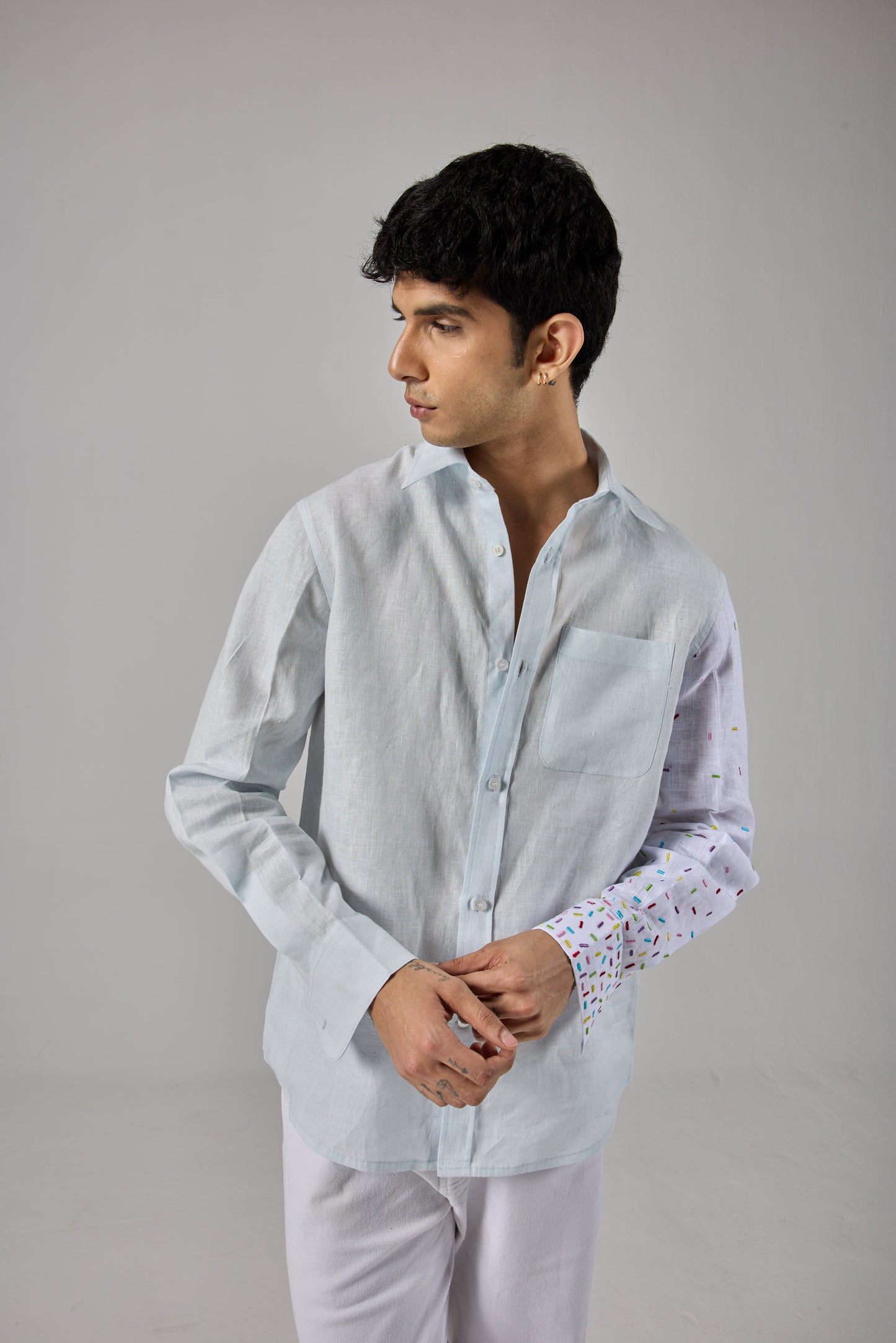 BLUE SPRINKLE LINEN SHIRT