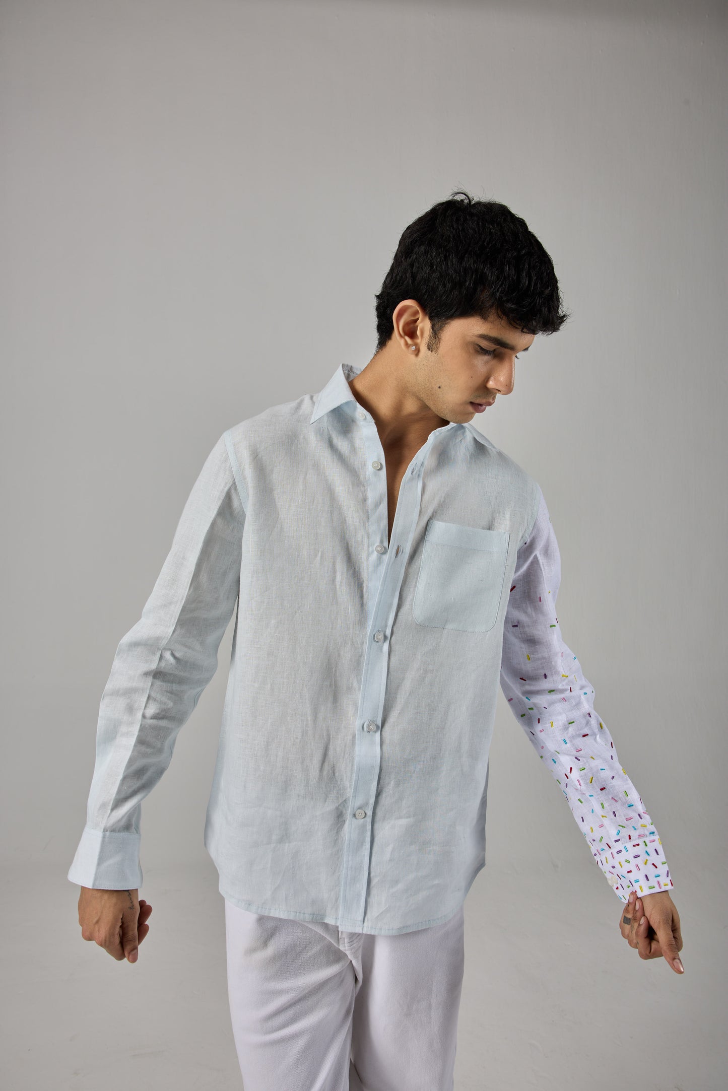 BLUE SPRINKLE LINEN SHIRT