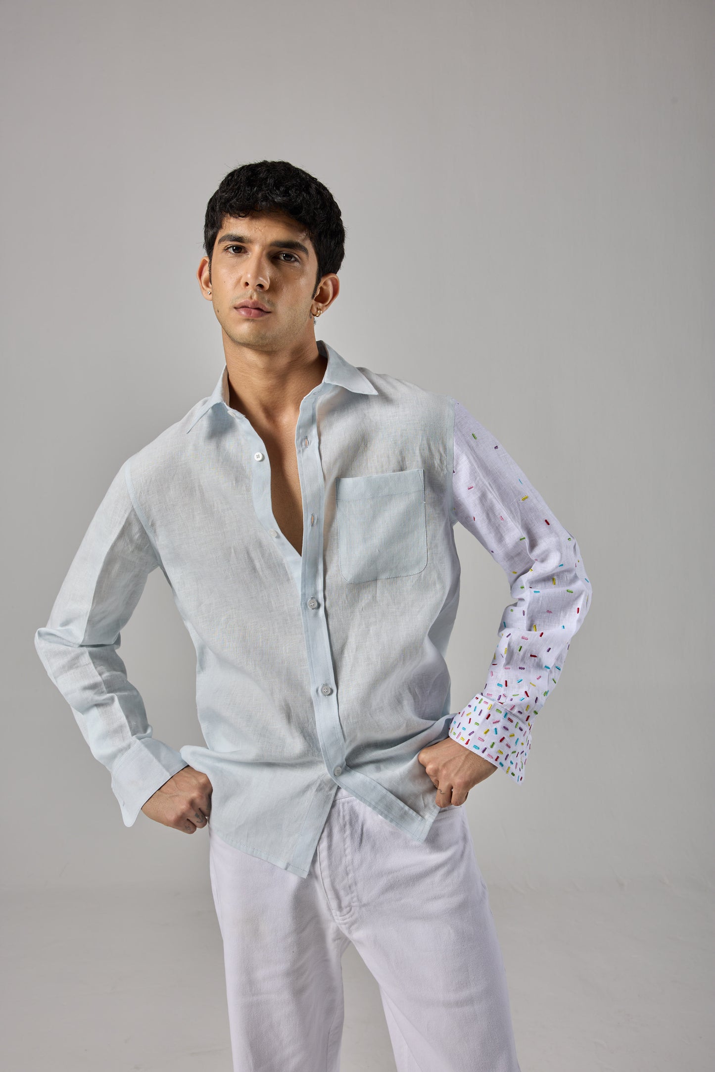 BLUE SPRINKLE LINEN SHIRT