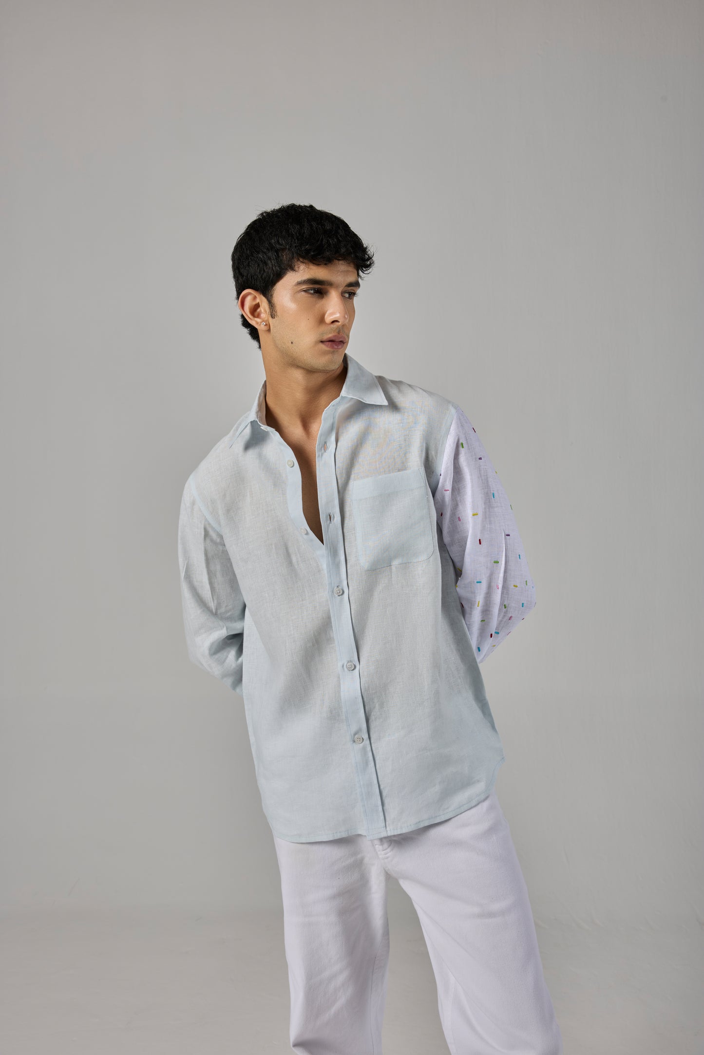 BLUE SPRINKLE LINEN SHIRT