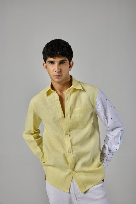 YELLOW SPRINKLE LINEN SHIRT