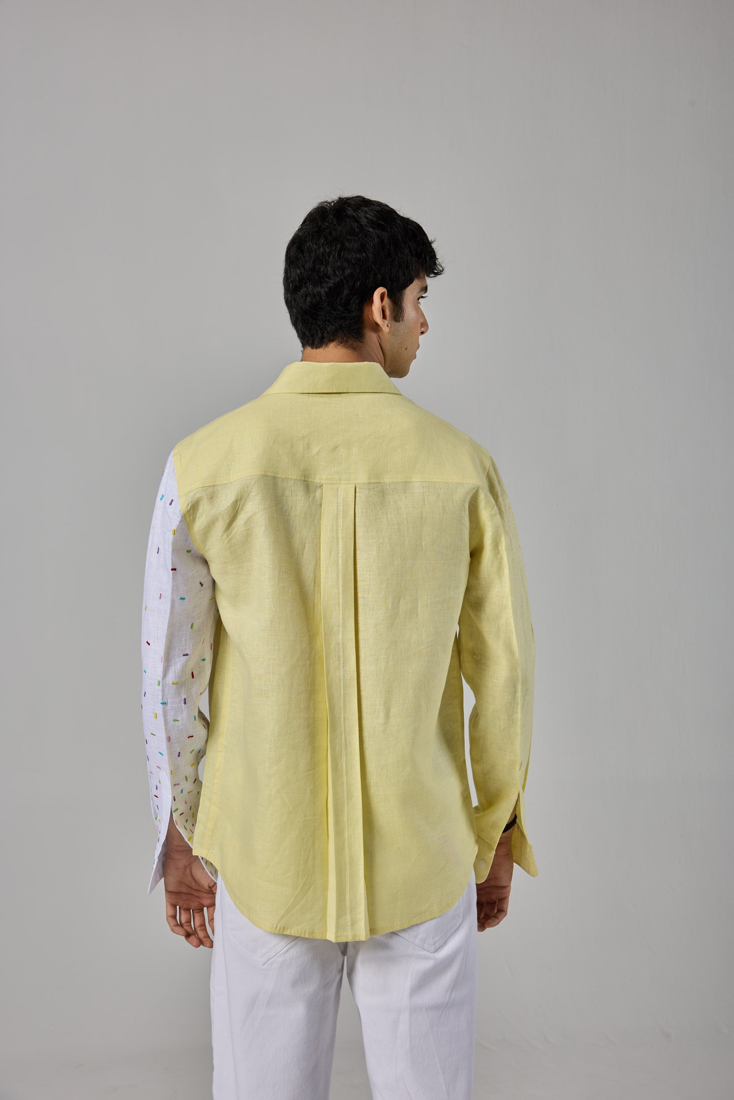 YELLOW SPRINKLE LINEN SHIRT
