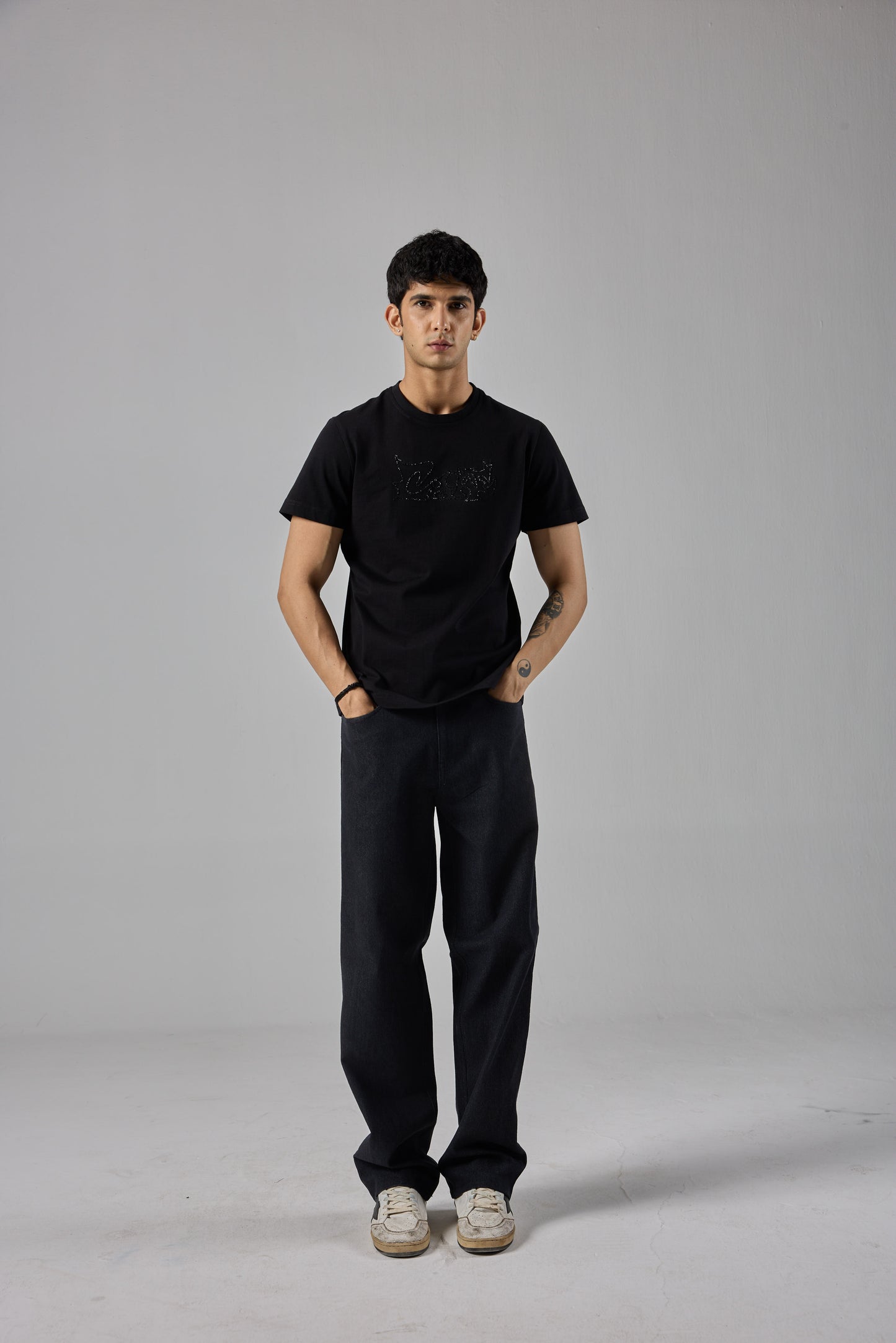 BLACK RHINESTONE T-SHIRT