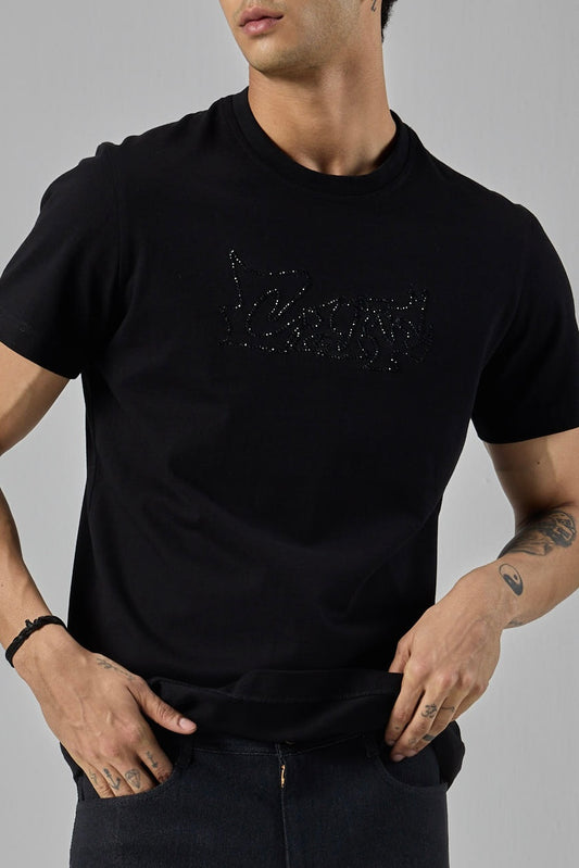BLACK RHINESTONE T-SHIRT