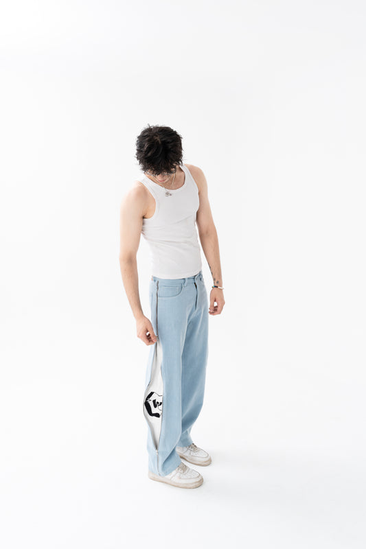 ZIP UP BAGGY DENIM
