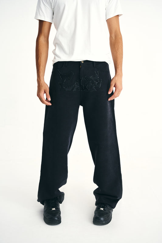 NOIR RHINESTONE DENIM